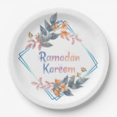 Mooie Waterverf Floral Ramadan Kareem Papieren Bordje (Voorkant)
