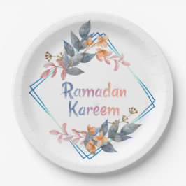 Mooie Waterverf Floral Ramadan Kareem Papieren Bordje