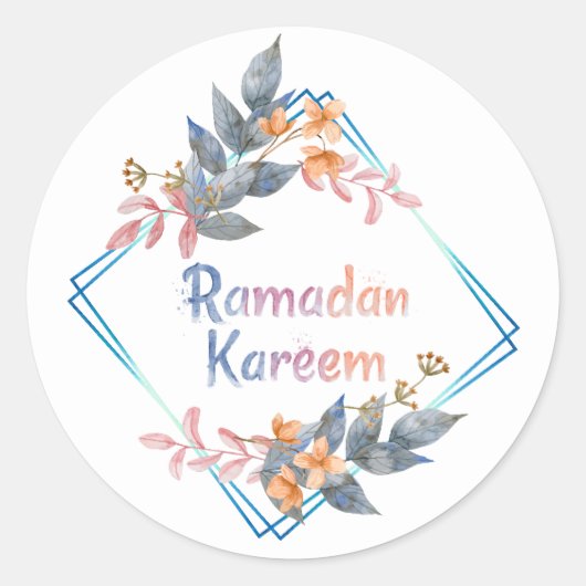 Mooie Waterverf Floral Ramadan Kareem Ronde Sticker (Voorkant)