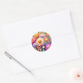 Mooie Waterverf Floral Ronde Sticker (Envelop)