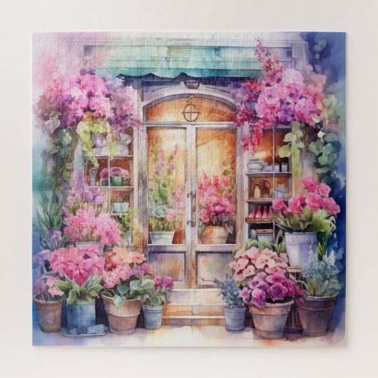 Mooie Waterverf Floral Storefront Legpuzzel (Verticaal)