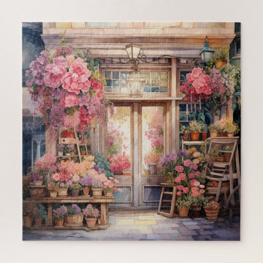 Mooie Waterverf Floral Storefront Legpuzzel (Verticaal)