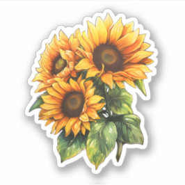 Mooie Waterverf Floral Sunflower Bouquet Sticker