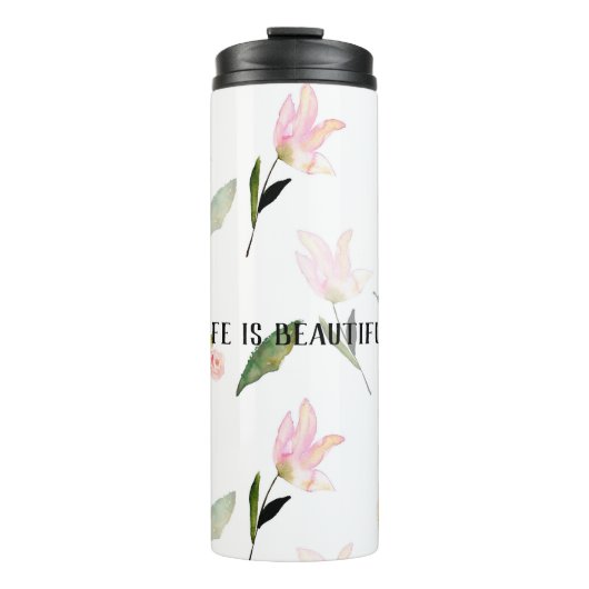 Mooie Waterverf Floral Thermosbeker (Voorkant)