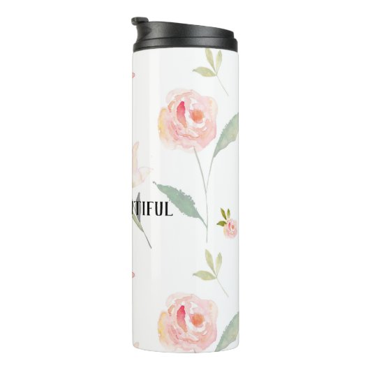 Mooie Waterverf Floral Thermosbeker (Geroteerd rechts)