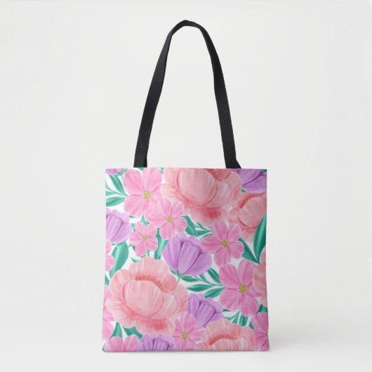 Mooie Waterverf Floral Tote Bag (Voorkant)