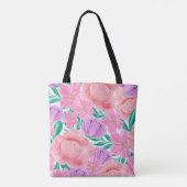 Mooie Waterverf Floral Tote Bag (Achterkant)
