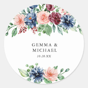 Mooie Waterverf Floral Wedding Ronde Sticker