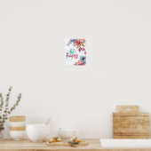 Mooie Waterverf Floral Wees blij Poster (Keuken)