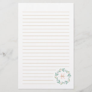 Mooie Waterverf Floral Wreath Monogram Briefpapier