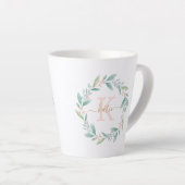 Mooie Waterverf Floral Wreath Monogram Latte Mok (Rechterhoek)
