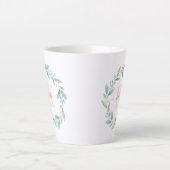 Mooie Waterverf Floral Wreath Monogram Latte Mok (Voorkant)