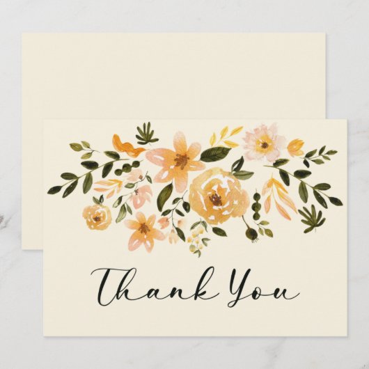 Mooie waterverf florale vormgeving bedankkaart (Voorkant / Achterkant)