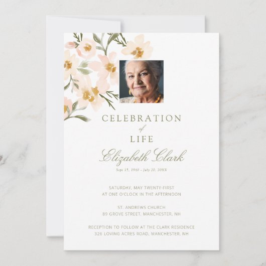 Mooie Waterverf Florals Celebratie van het leven Kaart (Voorkant)