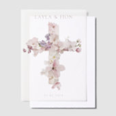 Mooie Waterverf Flower Cross Vellum Uitnodigingen (Offset)