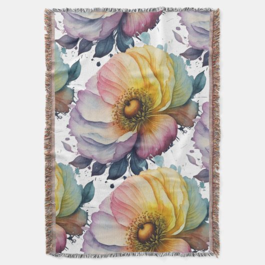 Mooie Waterverf Flower Deken (Voorkant Verticaal)
