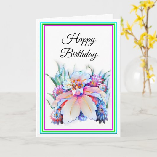 Mooie Waterverf Flowers Birthday Kaart (Gele Bloem)