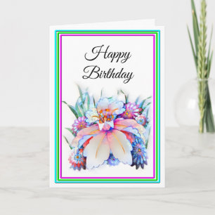 Mooie Waterverf Flowers Birthday Kaart