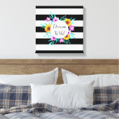 Mooie Waterverf Flowers Black Stripes Quote Canvas Afdruk (Insitu (Slaapkamer))