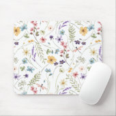 Mooie Waterverf Flowers en Vlinders Muismat (Met muis)