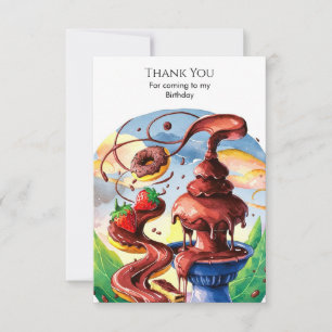 Mooie Waterverf Fontein Chocolade Verjaardag Bedankkaart