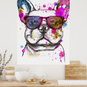 Mooie Waterverf Franse Bulldog Poster (Keuken)