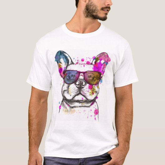 Mooie Waterverf Franse Bulldog T-shirt (Voorkant)