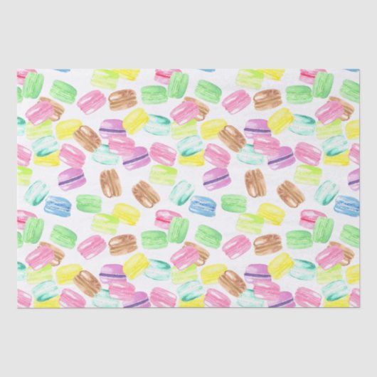 Mooie Waterverf Franse Macaroon | Macaron Patroon Tissuepapier (Voorkant)