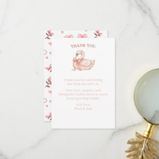 Mooie Waterverf Gans Baby Shower Bedankkaart