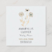 Mooie Waterverf Gele Grijze papaver Vierkante Visitekaartje (Achterkant)