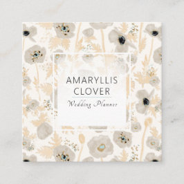 Mooie Waterverf Gele Grijze papaver Vierkante Visitekaartje