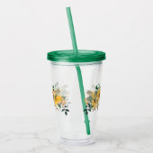 Mooie Waterverf Gele Zonnebloem Bloemen Acryl Drinkbeker (Links)