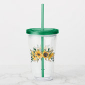 Mooie Waterverf Gele Zonnebloem Bloemen Acryl Drinkbeker (Voorkant)