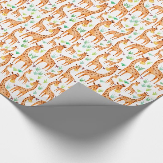 Mooie Waterverf Giraffe Baby of Kind Cadeaupapier (Hoek)