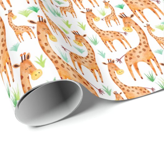 Mooie Waterverf Giraffe Baby of Kind Cadeaupapier (Rol Hoek)