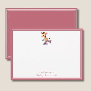 Mooie waterverf giraffe babyshower kaart notitiekaartje