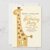 Mooie Waterverf Giraffe Birthday Uitnodiging (Voorkant)