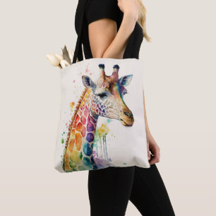 Mooie Waterverf Giraffe Boodschappentas Tote Bag