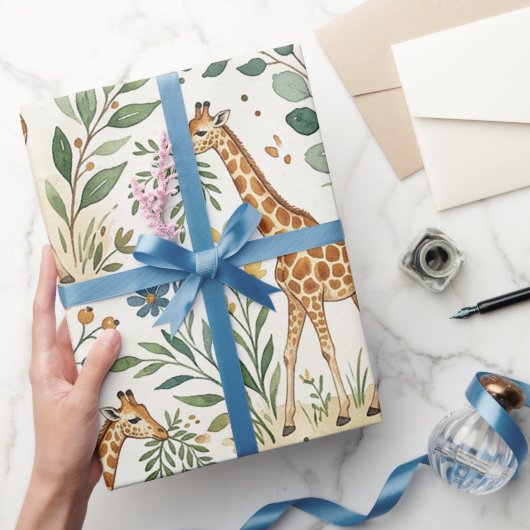 Mooie Waterverf Giraffe Patroon Cadeaupapier (Geschenken)