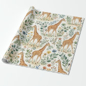 Mooie Waterverf Giraffe Patroon Cadeaupapier (Uitgerold)