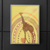 Mooie Waterverf Giraffe regenboogscène Poster