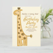 Mooie waterverf giraffe verjaardagsuitnodiging kaart (Staand voorkant)