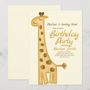 Mooie waterverf giraffe verjaardagsuitnodiging kaart