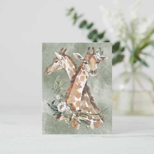Mooie Waterverf Giraffes Briefkaart (Staand voorkant)
