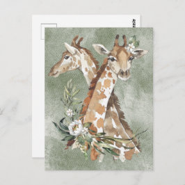 Mooie Waterverf Giraffes Briefkaart