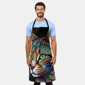 Mooie Waterverf Glas in lood Cat Schort (Gedragen)
