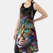 Mooie Waterverf Glas in lood Cat Schort (Insitu)