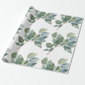 Mooie waterverf groen botanisch cadeaupapier (Uitgerold)