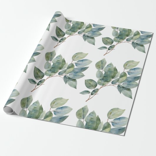 Mooie waterverf groen botanisch cadeaupapier (Uitgerold)