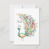 Mooie waterverf groene pauw bedankkaart (Voorkant)